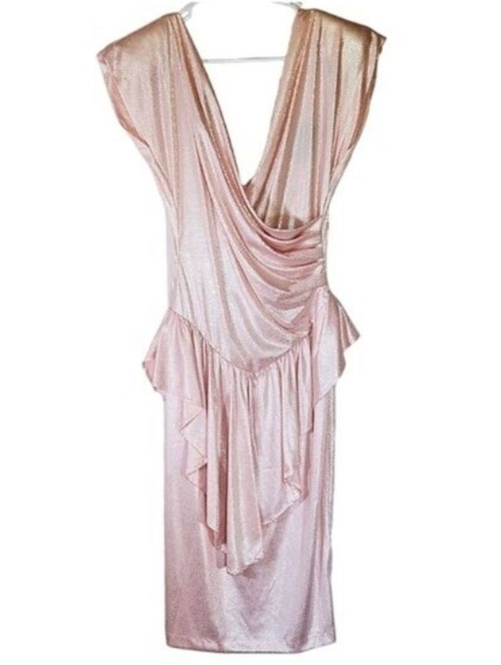 7112 * Steppin' Out Vintage 80s Peplum Dress Pink Sparkle Size Unknown